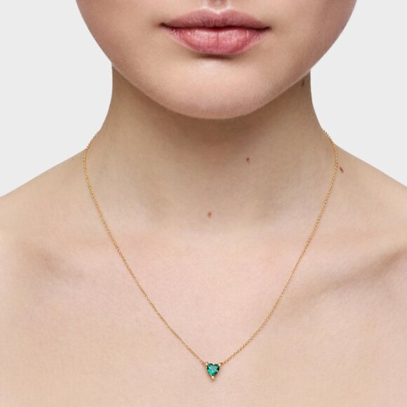 Tous Short Gold Plating Necklace with lab-grown Emerald Garden of Love LGG - Picture 3 of 3